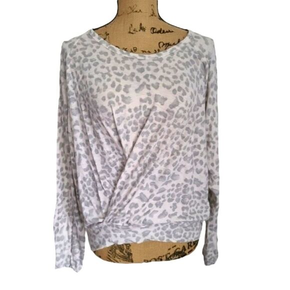 Sundry Grey Leopard Cozy Long Sleeve Top - Picture 1 of 15